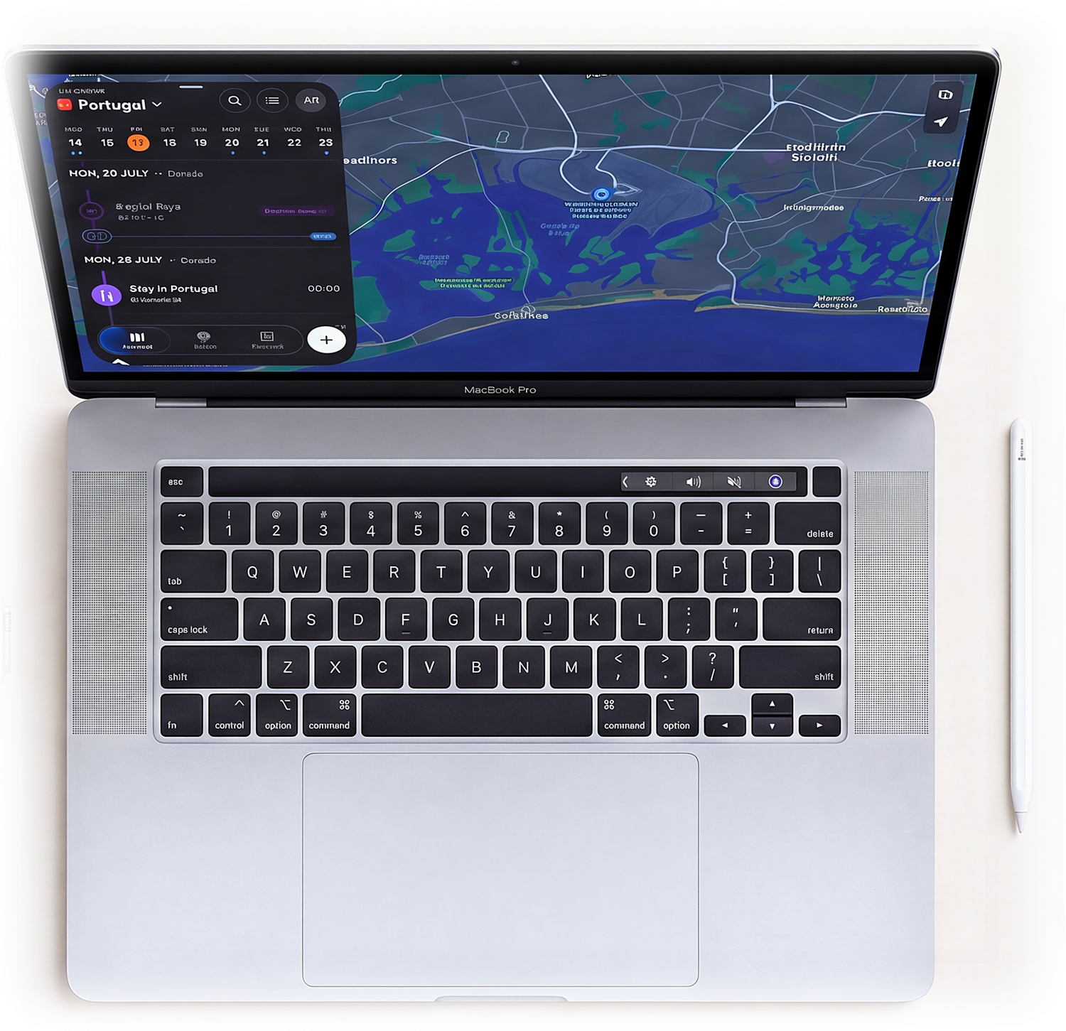 NomadPoint on the Mac: the timeline beside a full-window map